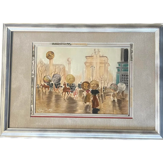 “Old Money in Paris” – Mixed Media Protest Collage by Cheryl Fudge (Global Identity, Tariffs & Cultural Movement)