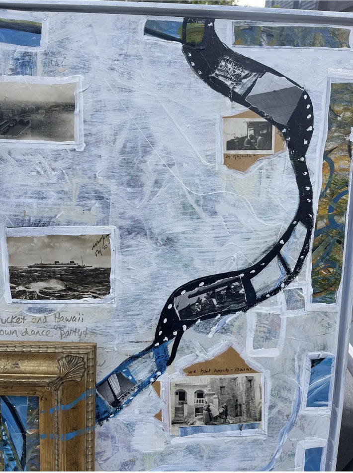 Painted film-strip detail in I Want to Take You on a Ride by Cheryl Fudge