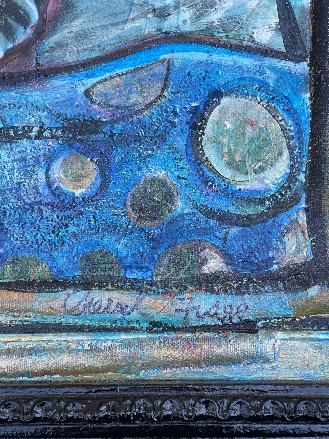 Painting texture and artist signature